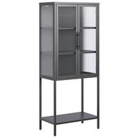 Vitrine Cube Schwarz Metall Riffelglas - Klar/Schwarz, MODERN, Glas/Metall (60/146/34cm) - Mömax