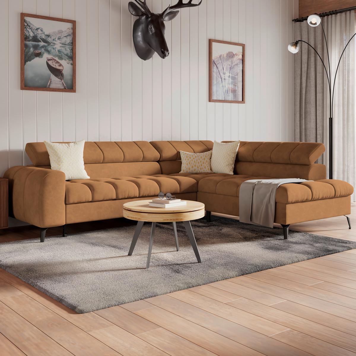 Kutna Garnitura Volf - smeđa/crna, Trend, tekstil/metal (261/203cm)