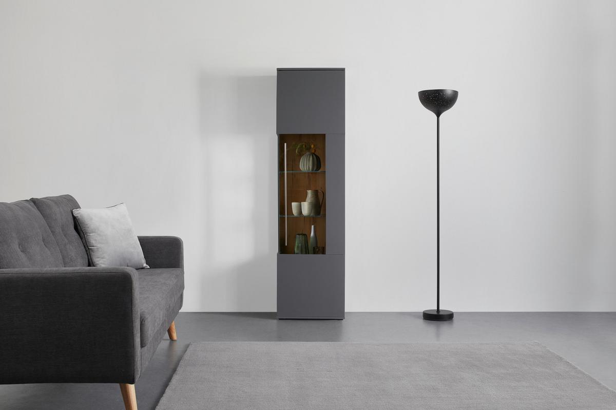 Vitrine Limit in Grau/Eichefarben - MODERN, Glas/Holzwerkstoff (53/201/40cm) - Mömax