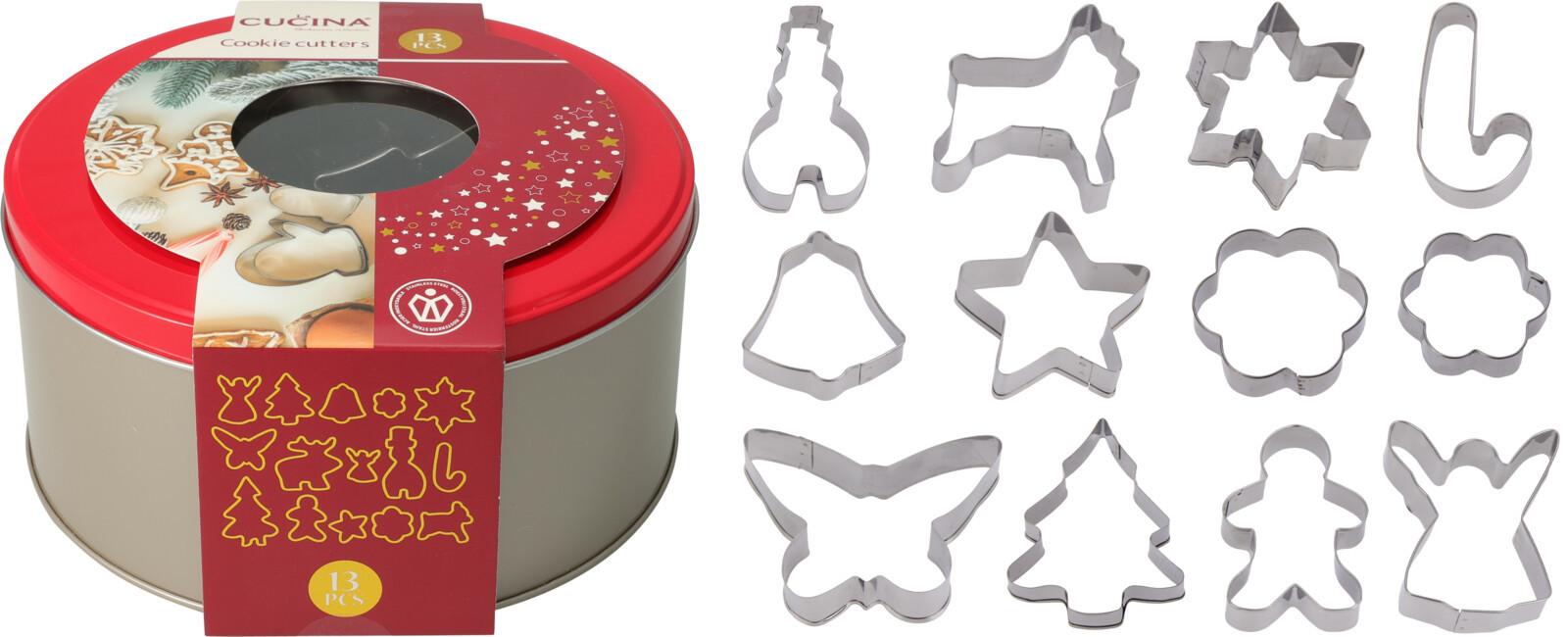 Set forme decupat fursecuri Xmas Joy - argintiu/roșu, Basics, metal (17/8cm)
