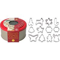 Set forme decupat fursecuri Xmas Joy - argintiu/roșu, Basics, metal (17/8cm)