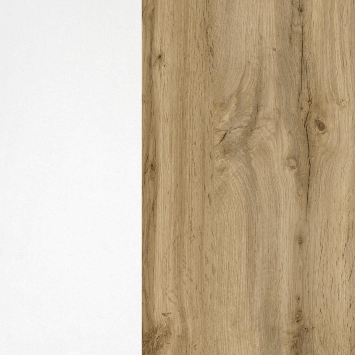 Küchenblock Sorrento mit Geräten ca. 210 cm Weiß - Chromfarben/Eiche Wotan, MODERN, Holzwerkstoff/Metall (210cm) - Held