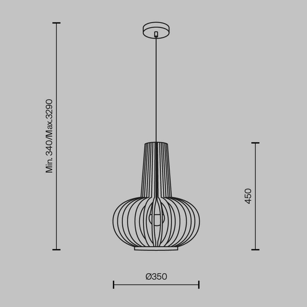 PENDELLEUCHTE ROOTS - Beige/Schwarz, Modern, Holz/Metall (25,5/41,5cm) - MAYTONI