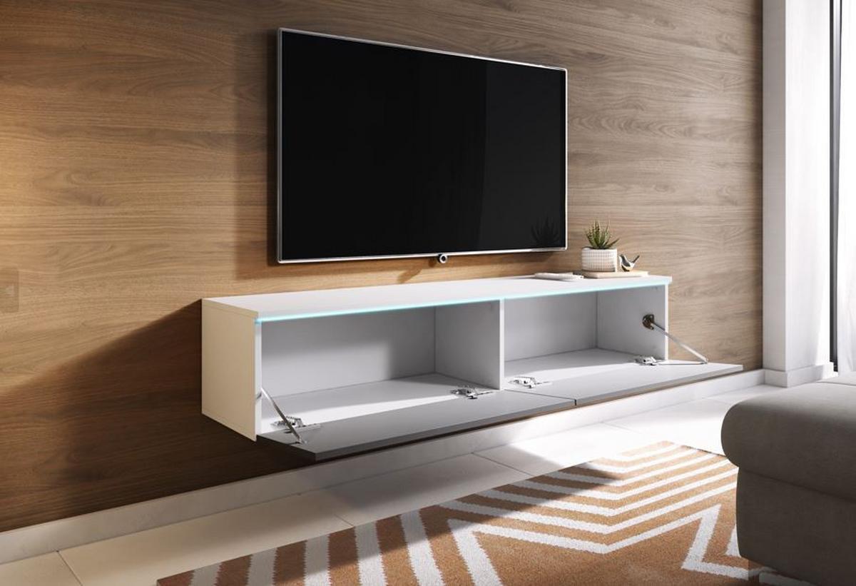 Nizka Omarica Lowa, Bela, Siva, Led - siva/bela, Trendi, umetna masa/leseni material (140/30/33cm) - P & B