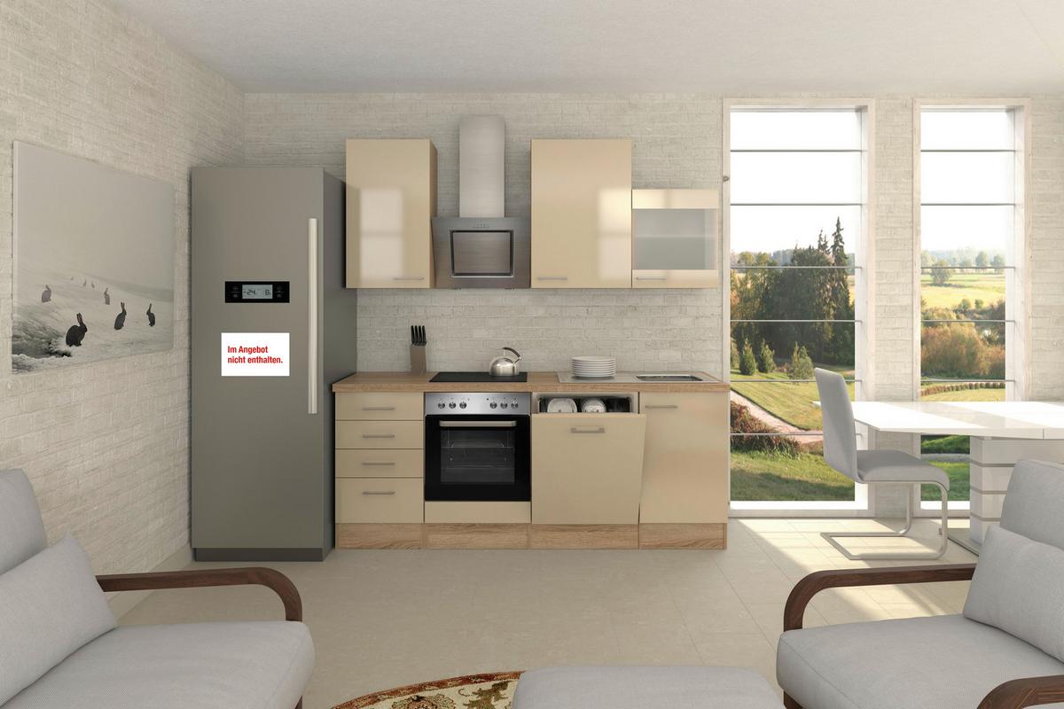 Kuhinjski Blok Z Aparati Nepal, Kašmir, Barva Hrasta - barve nerjavečega jekla/kašmir, Moderno, kovina/steklo (220cm) - FlexWell