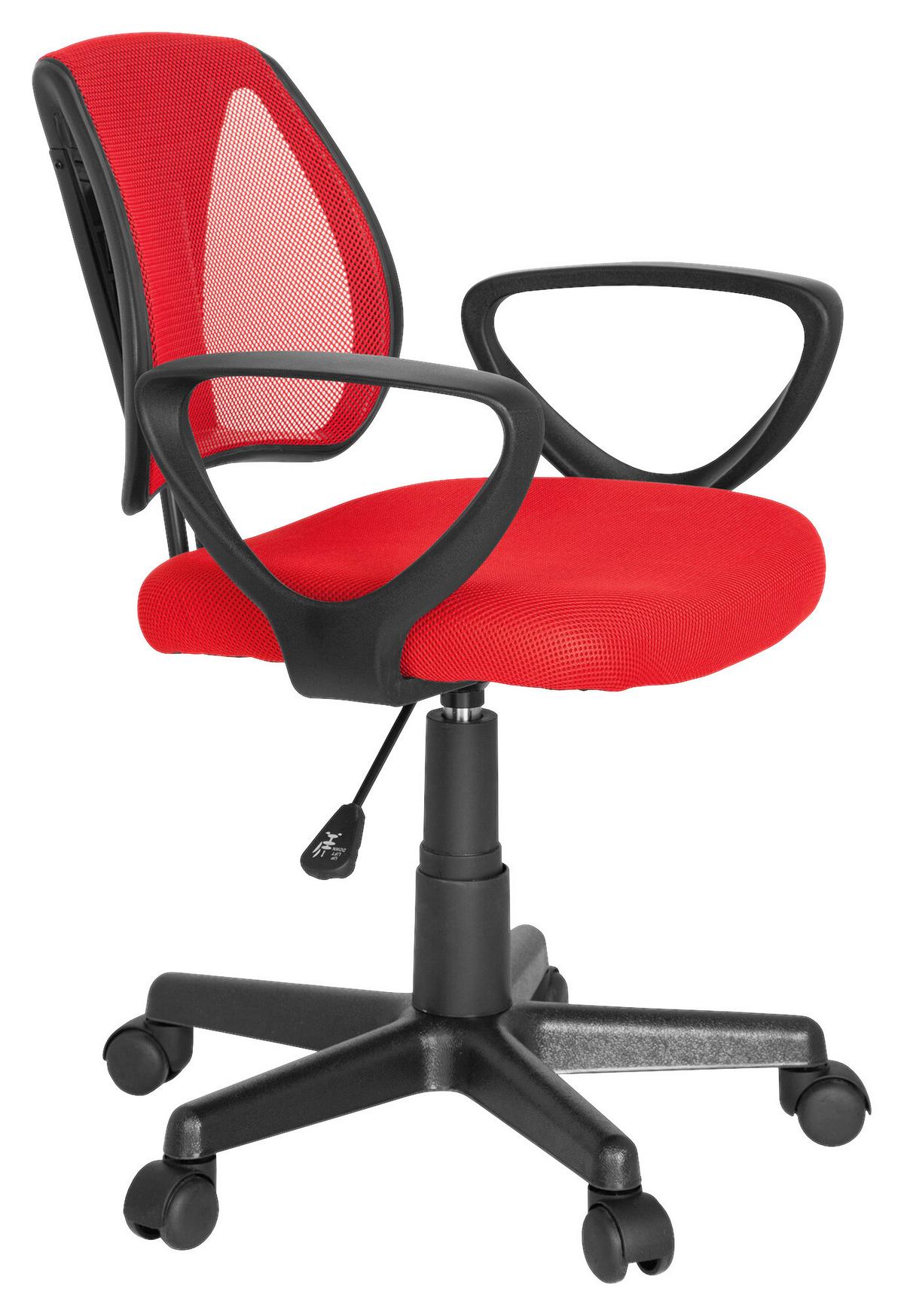 Jugenddrehstuhl Kiddy CD ca. 58x75-92x45 cm Rot - Rot/Schwarz, Basics, Kunststoff (58/75-92/45cm) - MID.YOU