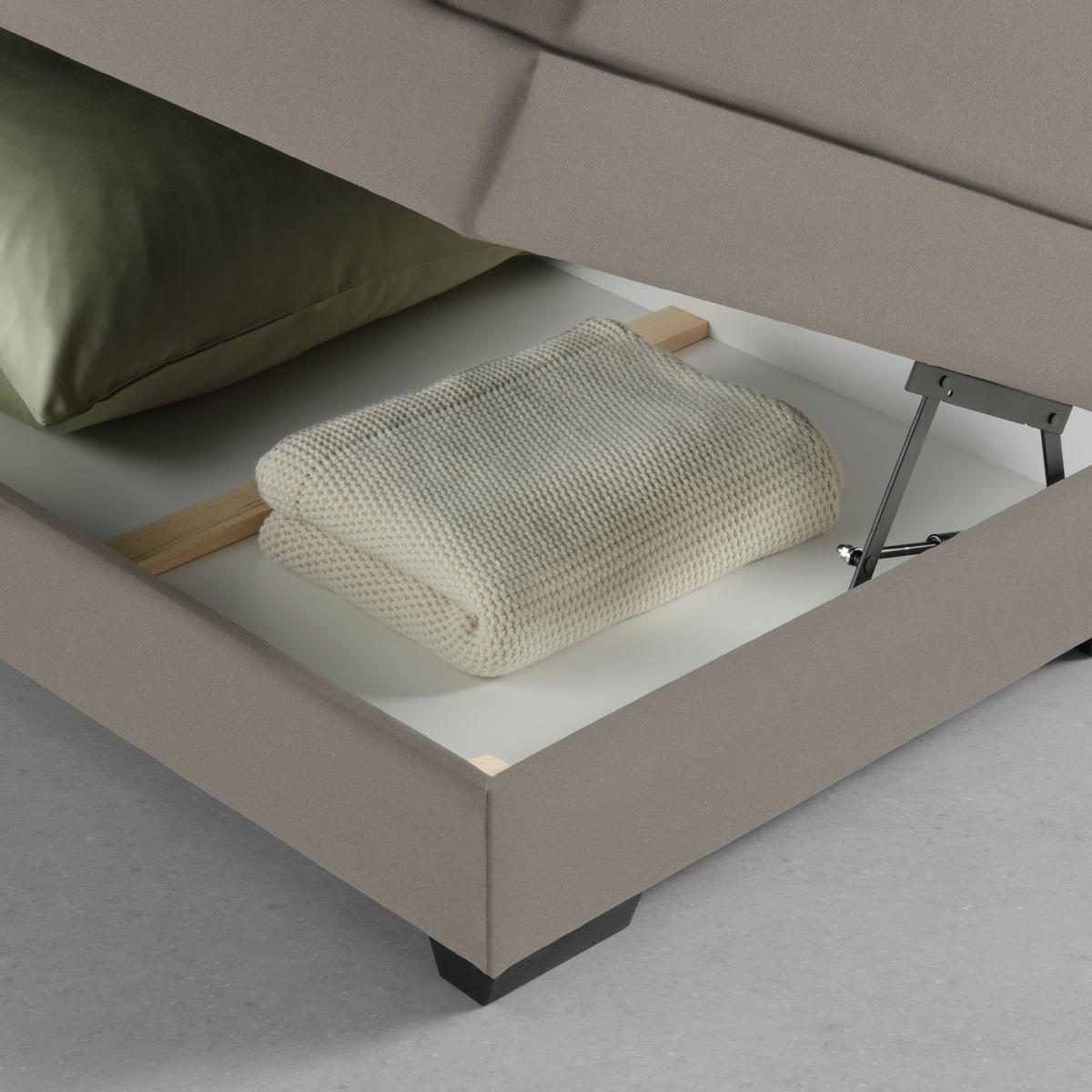 Boxspringbett Sevilla Graubraun ca. 160x200cm - Graubraun/Schwarz, KONVENTIONELL, Holz/Kunststoff (160/200cm) - Premium Living