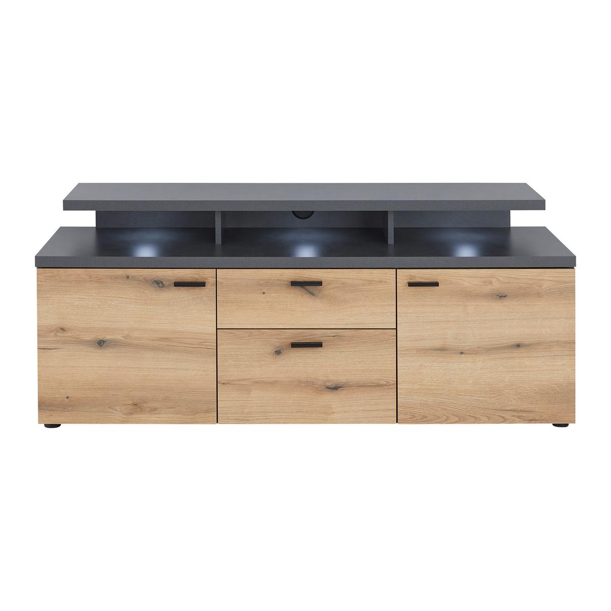 Tv-element Cadix, Antracit, Barva Hrasta - črna/barve hrasta, Konvencionalno, umetna masa/leseni material (150/66/47cm) - Mömax