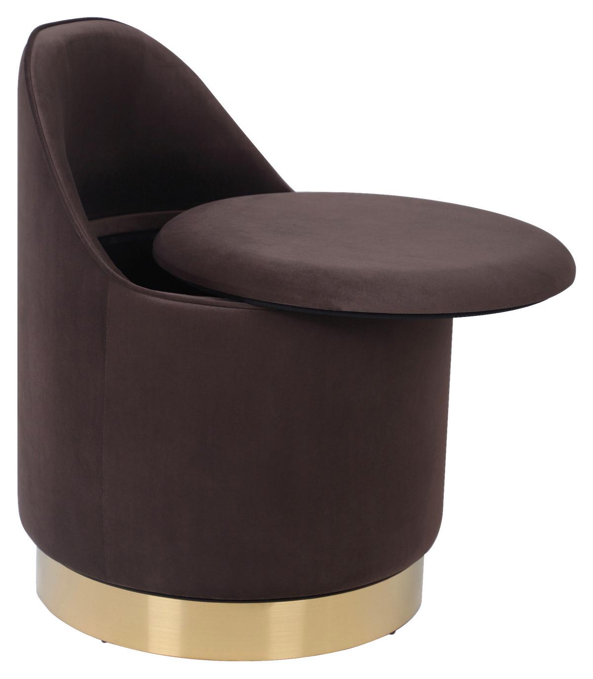 DREHHOCKER VIKTOR 125 - Goldfarben/Braun, Design, Textil/Metall (52/68cm) - Kayoom