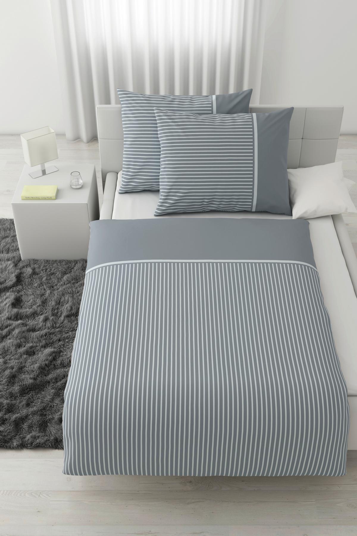 Bettwäsche Johannes XXL Graublau ca. 200x220cm - Graublau, KONVENTIONELL, Textil (200/220cm) - Mömax