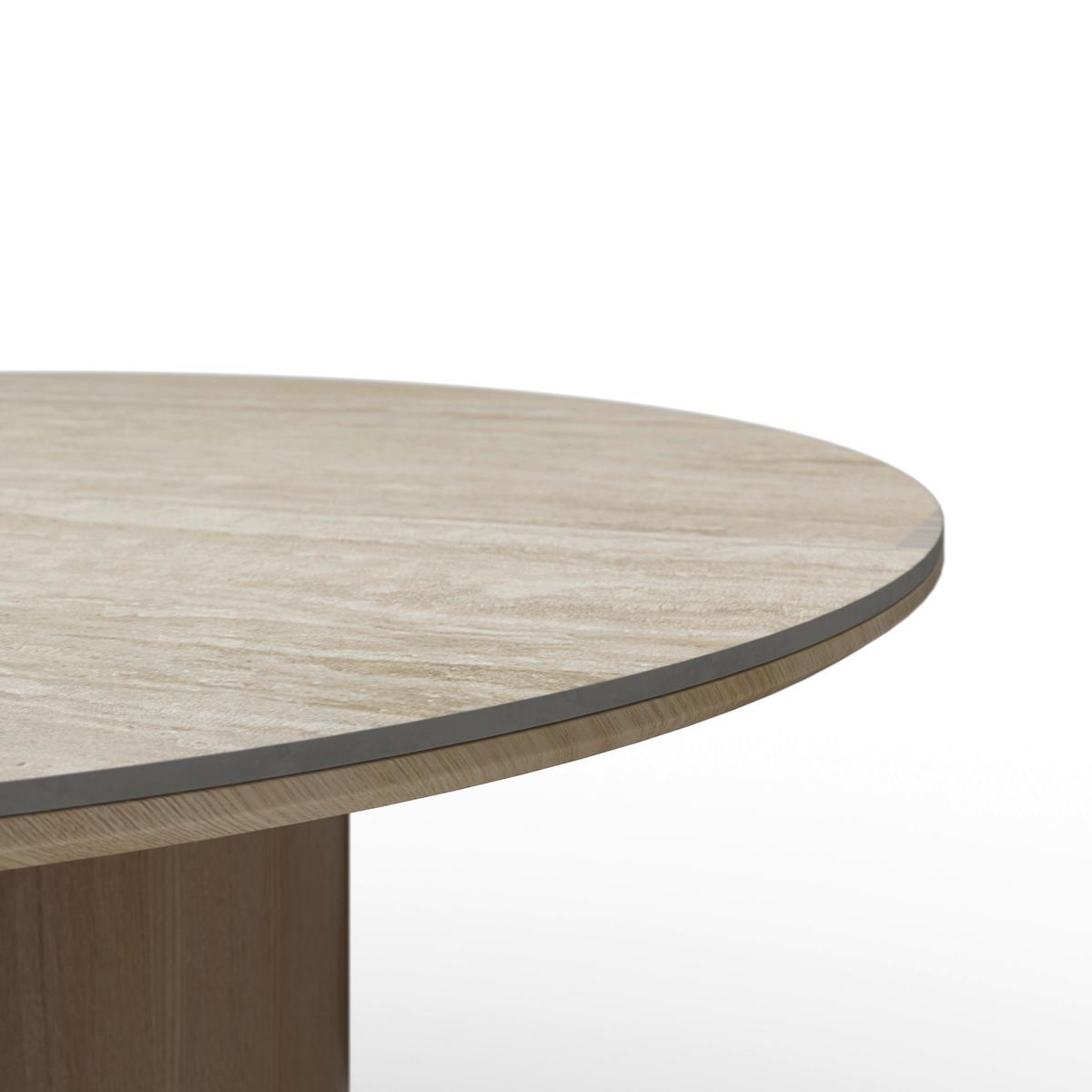 Jedilna Miza Kiano, Naravne Barve, Porcelan, Ø 130cm - krem barve/naravne barve, Moderno, leseni material/les (130/75cm) - Bessagi Home