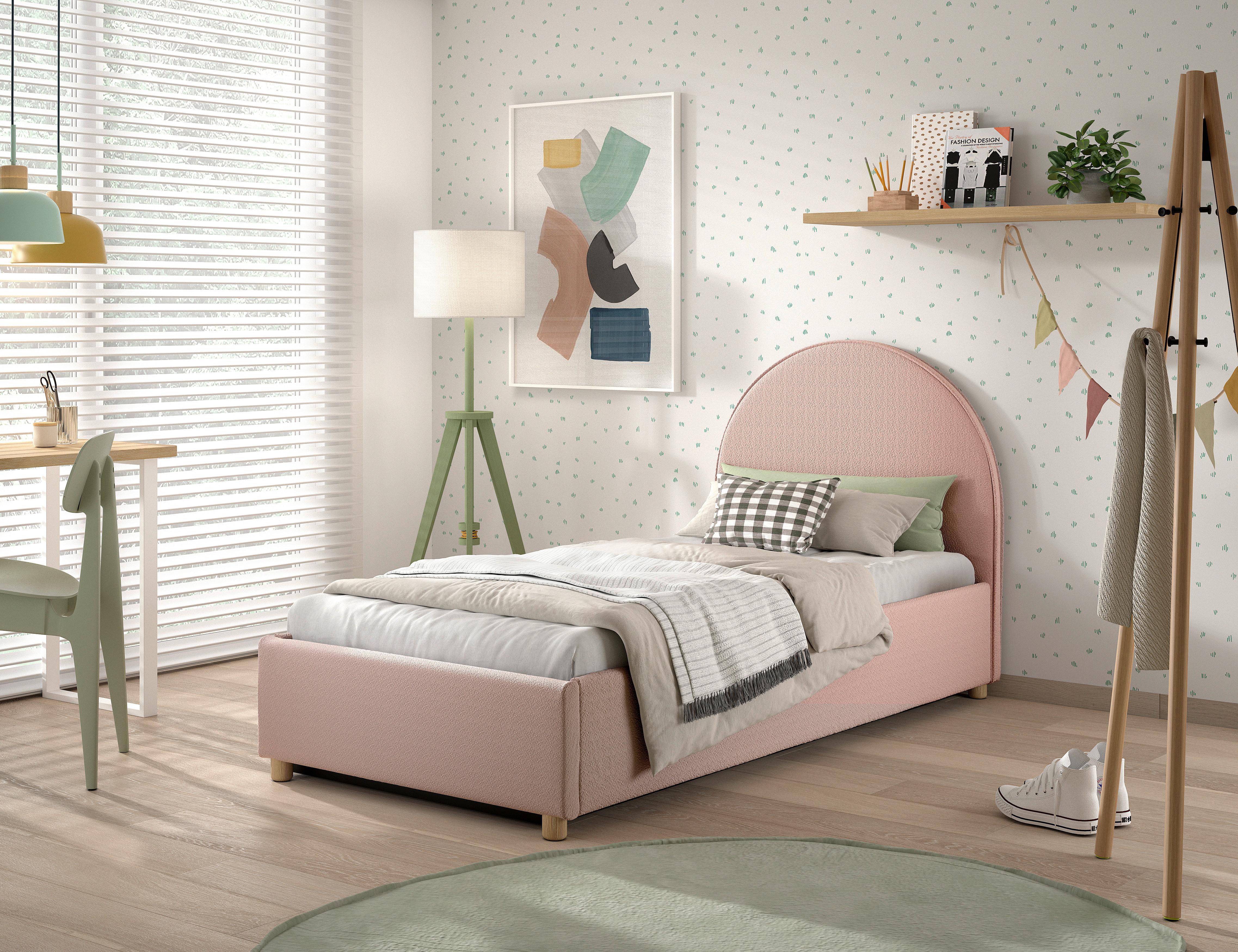 Kinder-/Juniorbett MOON Rosa ca. 90x200 cm Bouclé - Naturfarben/Rosa, ROMANTIK / LANDHAUS, Holz/Textil (90/200cm) - Vipack