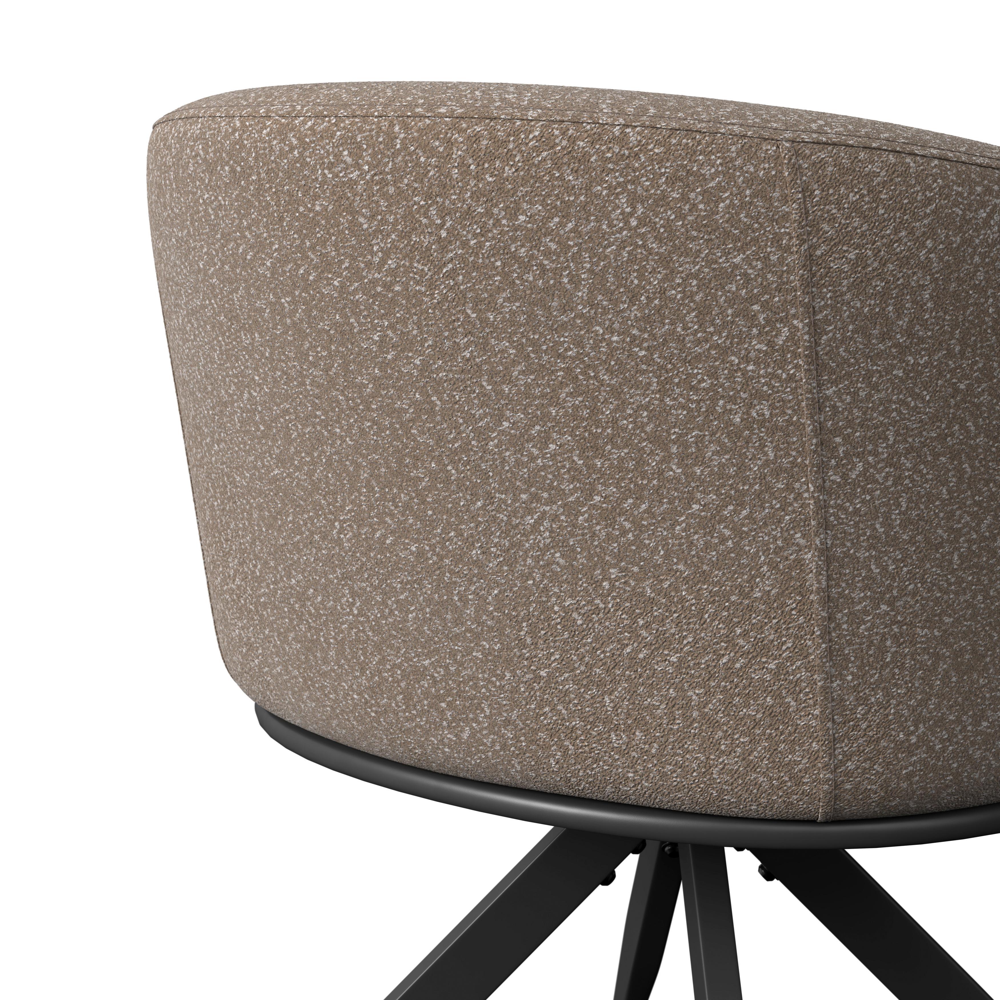 Armlehnstuhl Nela Braun Bouclé Drehbar Gepolstert - Schwarz/Braun, MODERN, Holz/Textil (62/77/62cm) - Bessagi Home