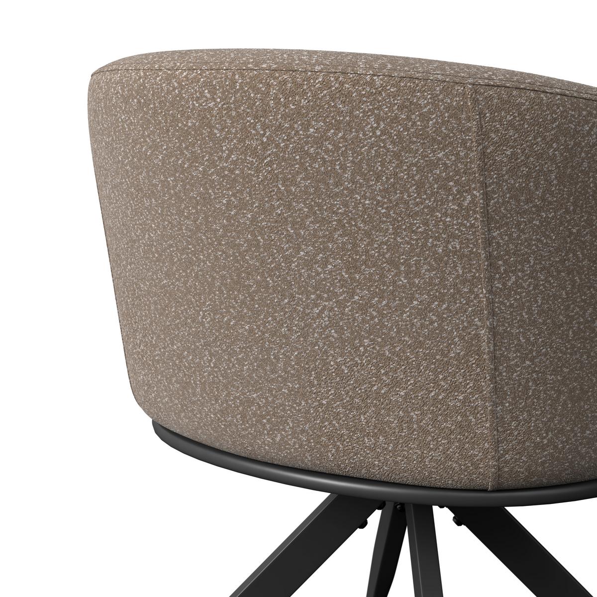 Armlehnstuhl Nela Braun Bouclé Drehbar Gepolstert - Schwarz/Braun, MODERN, Holz/Textil (62/77/62cm) - Bessagi Home