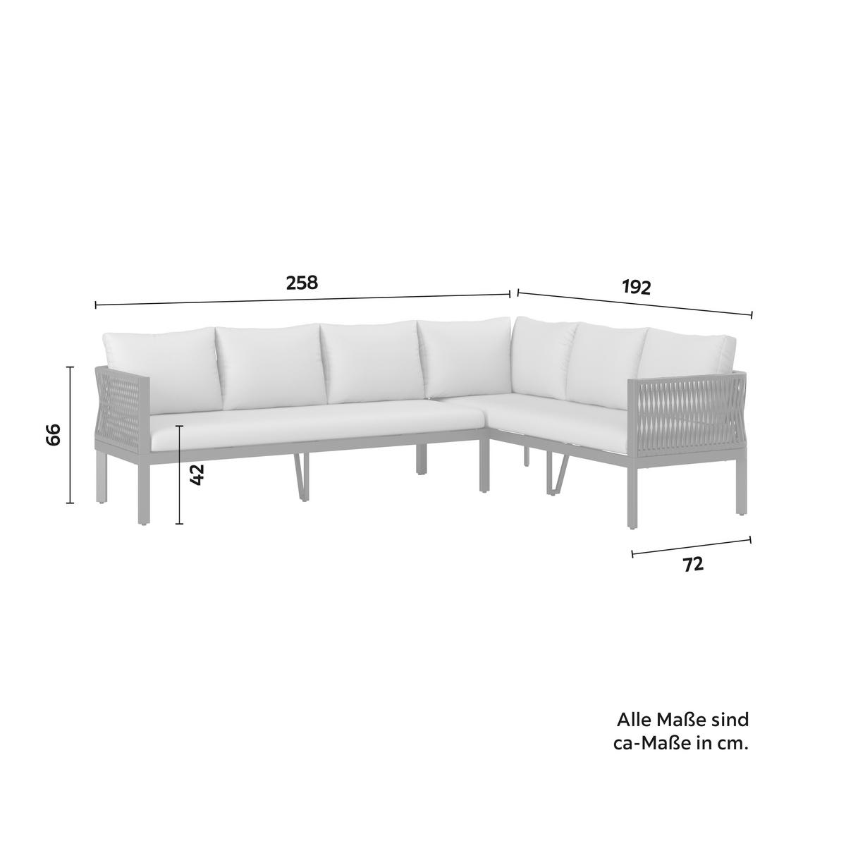 Garnitură grădină Selena - gri deschis/culoare inox, Modern, sticlă/metal (258/66/72cm) - Bessagi Garden