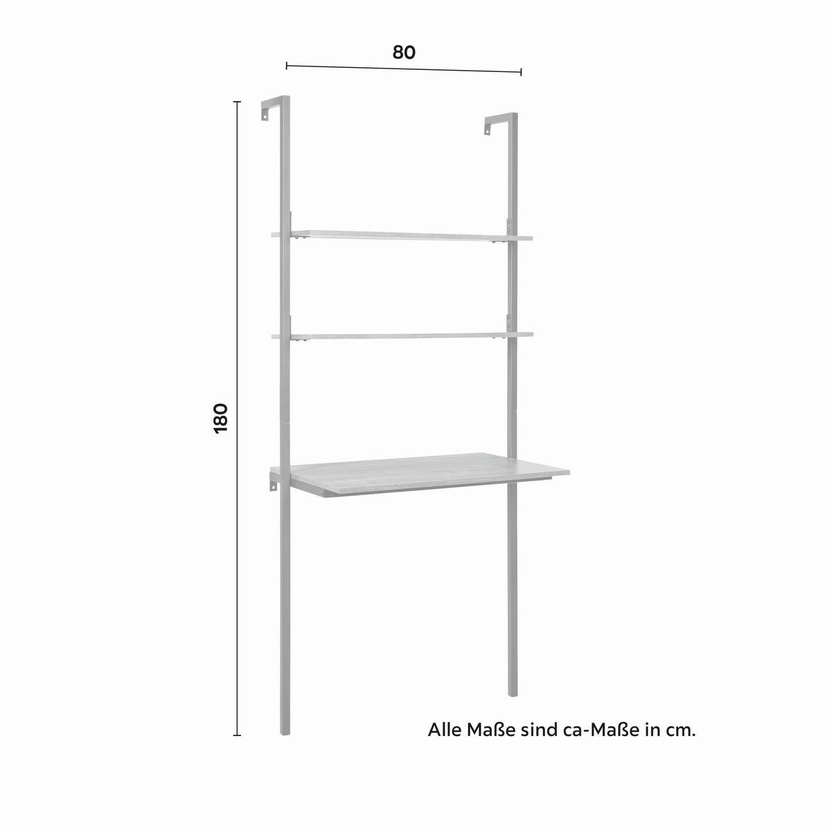 Wandregal Maja Nussbaumfarben MDF ca.80x50 cm - Nussbaumfarben/Schwarz, MODERN, Metall (80/50/180cm) - Bessagi Home
