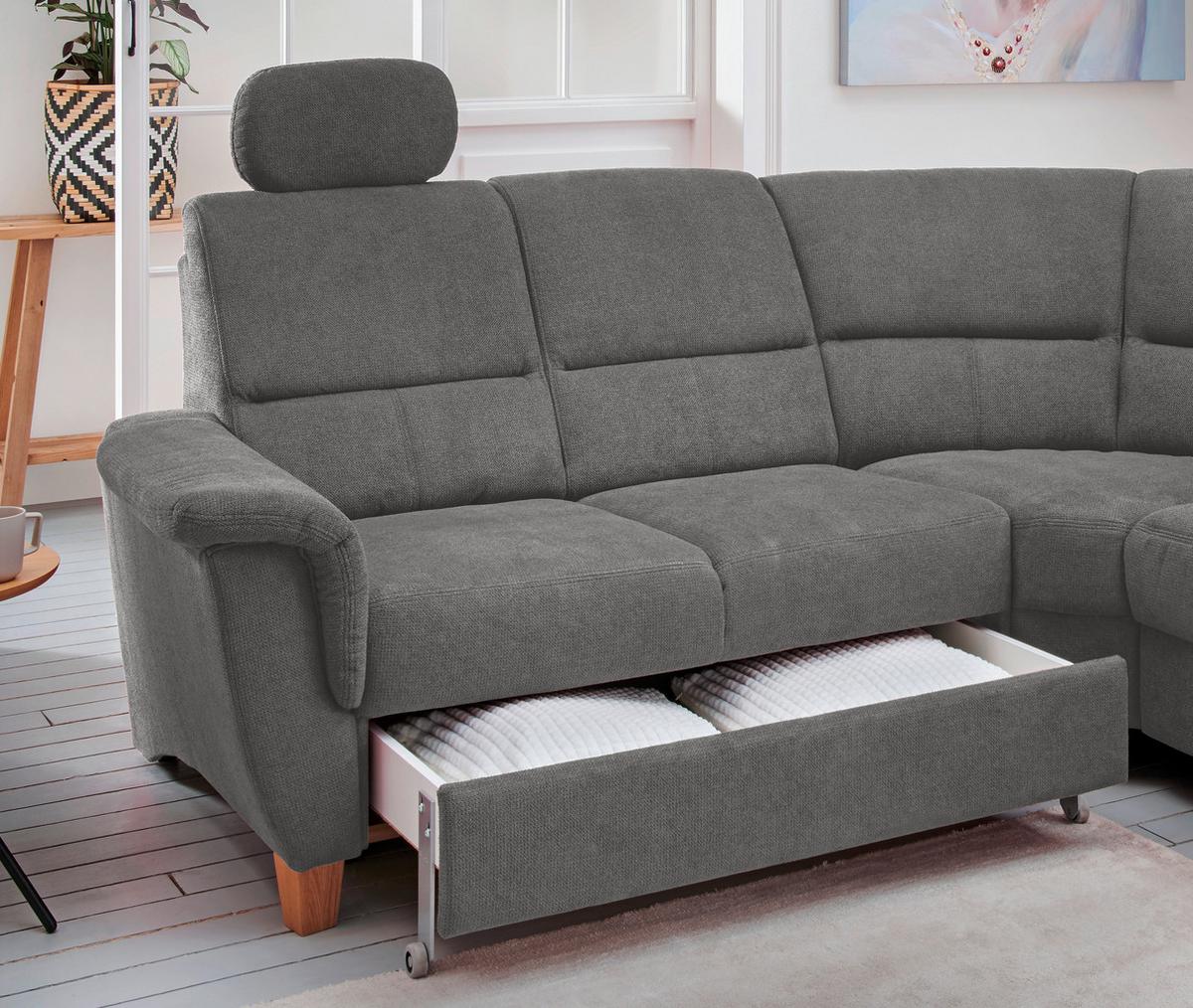 Ecksofa Parole Dunkelgrau Struktur - Wildeiche/Dunkelgrau, KONVENTIONELL, Holz/Textil (238/241cm) - Livetastic