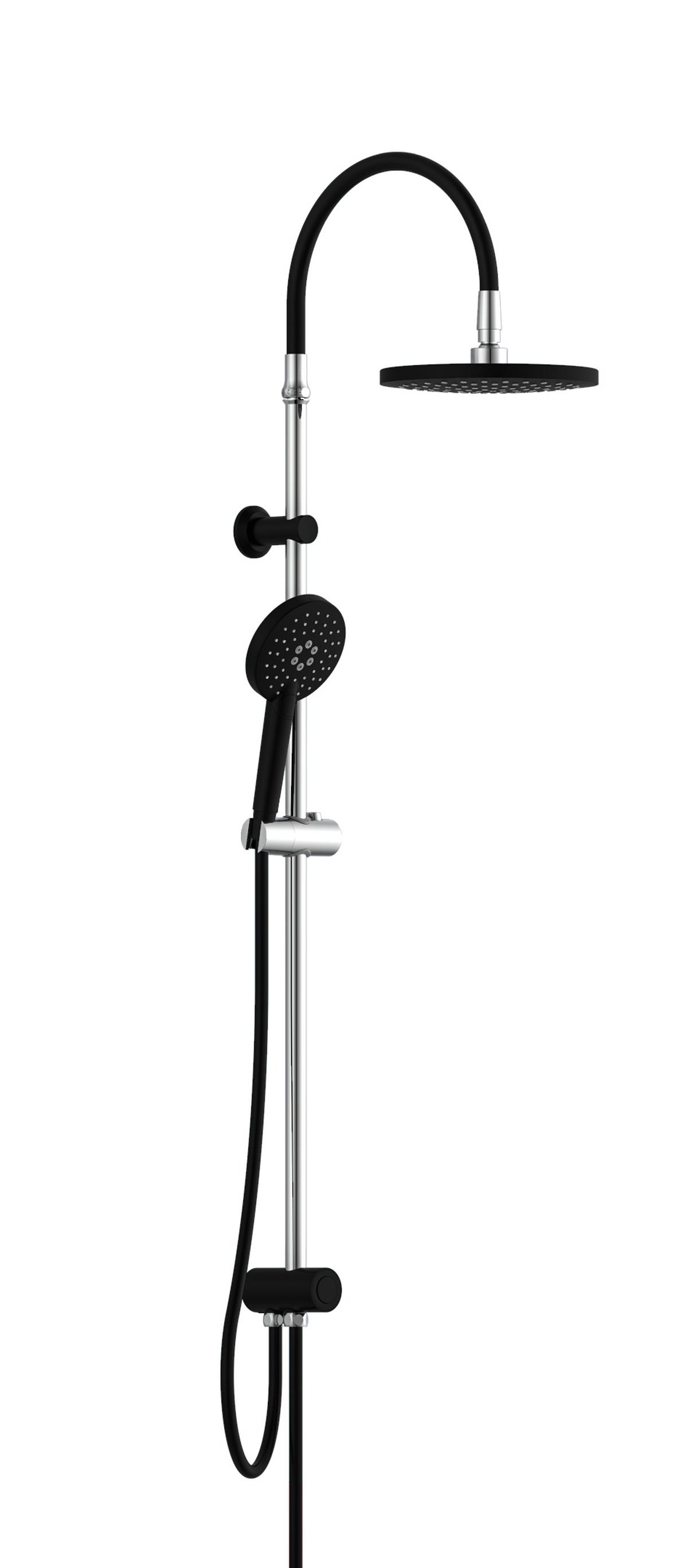 Überkopfbrauseset in Schwarz/Chromfarben - Chromfarben/Schwarz, Kunststoff (12,5/94,5/29,0cm) - Schütte