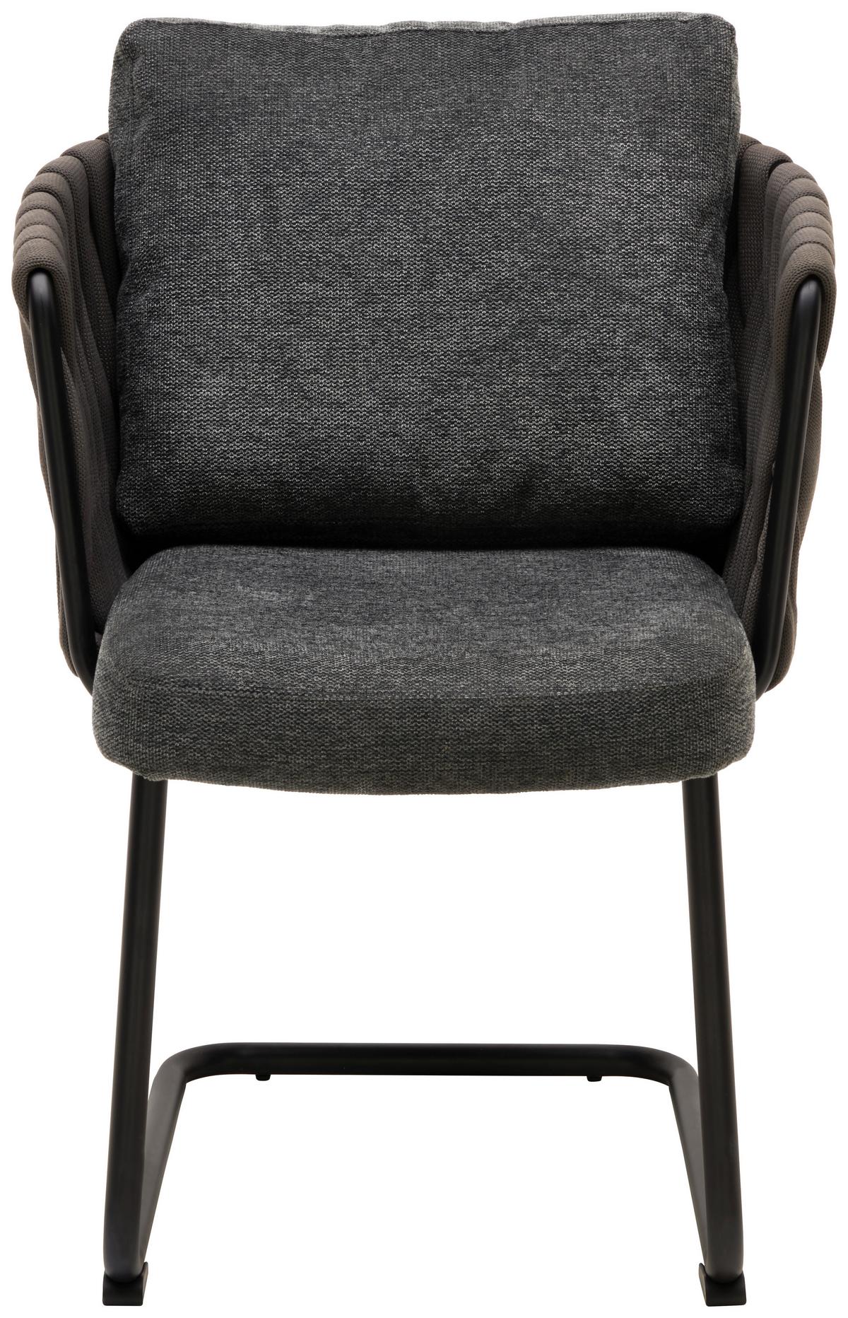 KRZESŁO NA PŁOZIE HAMBURG - czarny/szary, Modern, metal/tkanina (56/77-83/61cm) - Livetastic