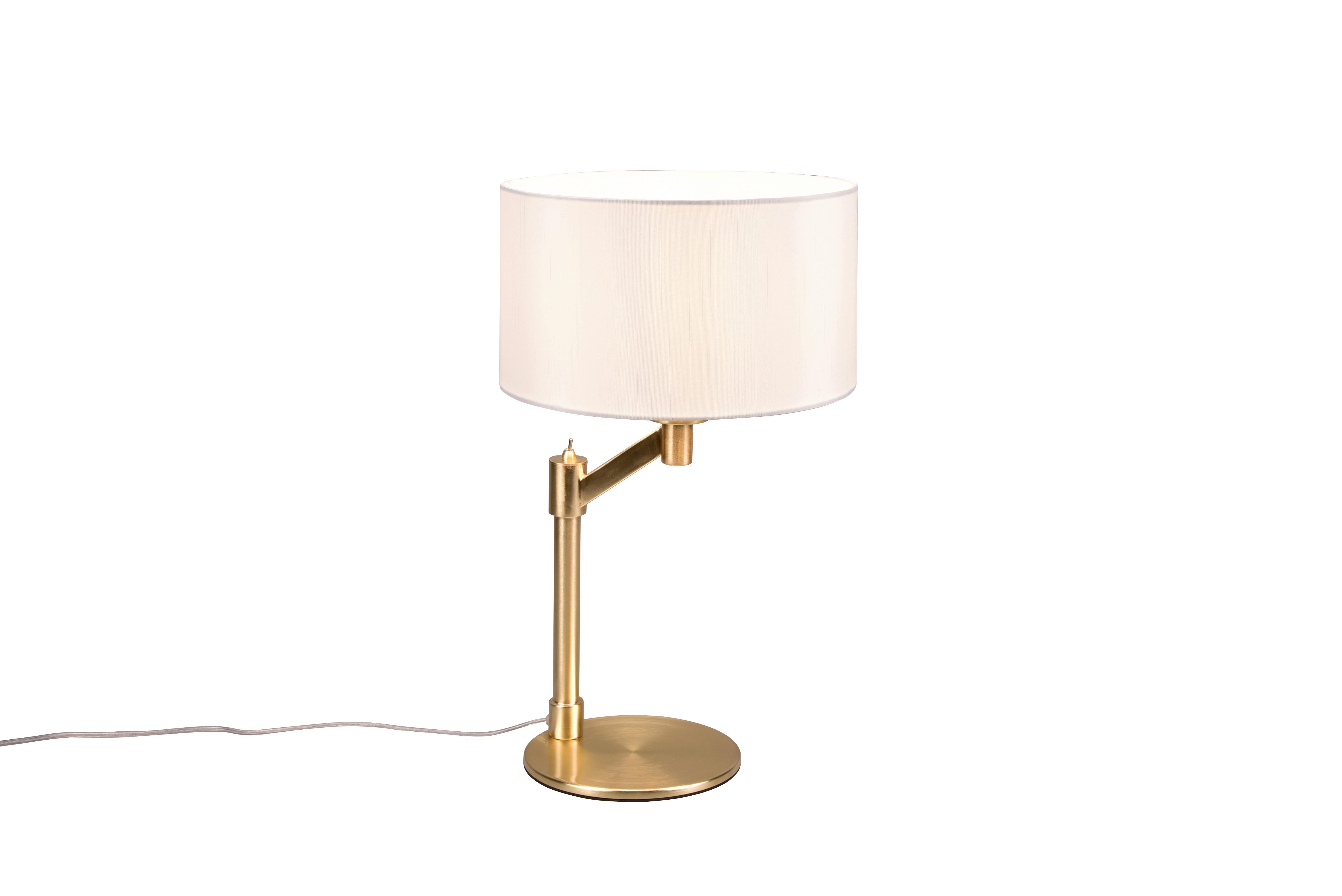 Tischleuchte Cassio Weiß/Messingfarben max.60 Watt - Messingfarben/Weiß, Basics, Textil/Metall (28/28/48,3cm) - Trio Leuchten