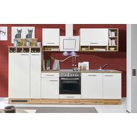 Küchenzeile Economy o. Geräte Weiß/Wildeiche B: ca. 310 cm - Wildeiche/Silberfarben, Basics, Holzwerkstoff/Metall (310cm) - Respekta