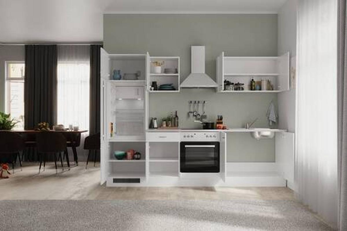 Kuhinjski Blok Vito - barve nerjavečega jekla/bela, Moderno, umetna masa/leseni material (270cm) - FlexWell