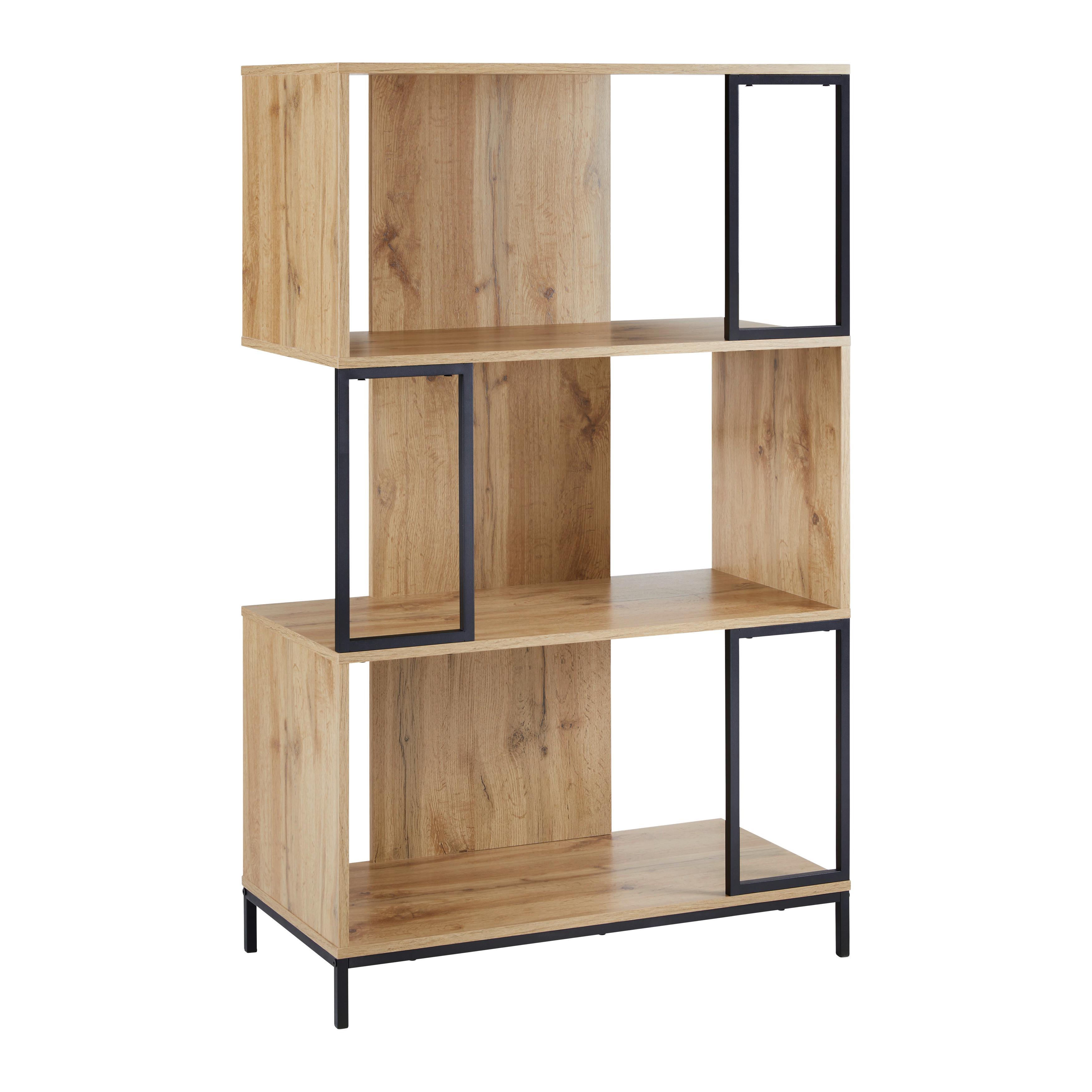 Regal Geny Eichefarben/Schwarz MDF - Eichefarben/Schwarz, MODERN, Metall (80/136/40cm) - Bessagi Home