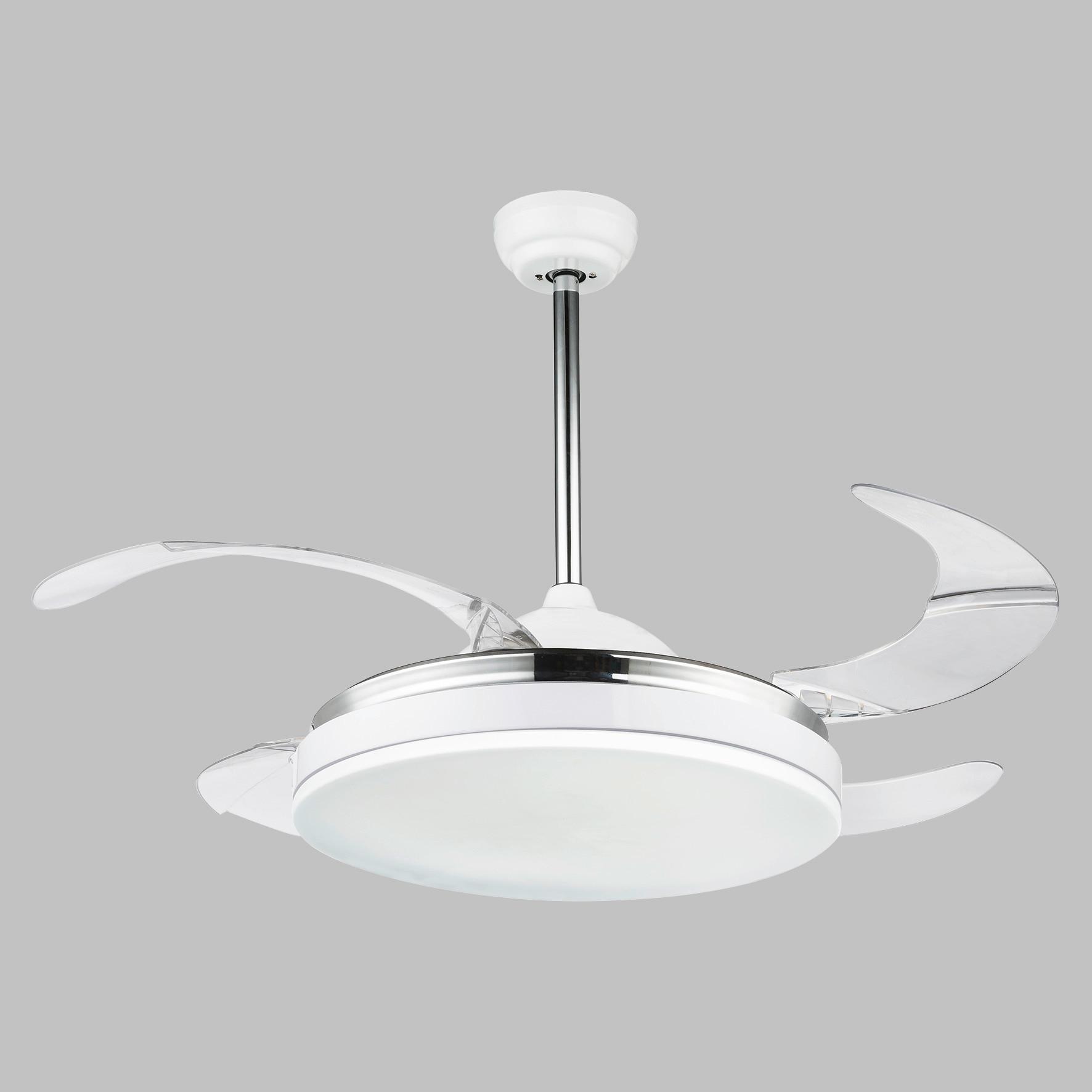 Stropni Ventilator 0351 - opal/prosojno, Moderno, kovina/umetna masa (100/65cm) - Globo