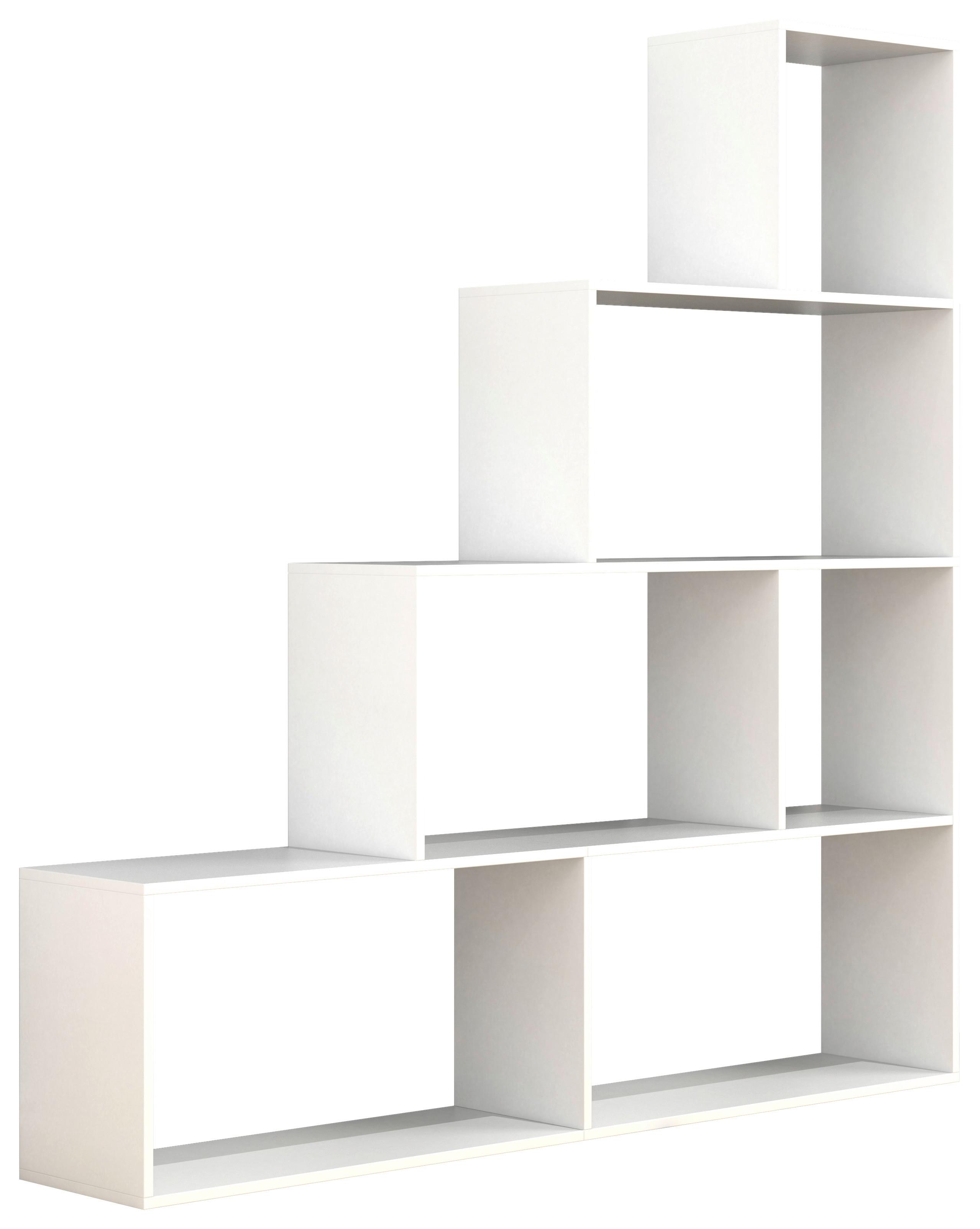 Regal Dubila L, Bela - bela, Basics, leseni material (155/163/29cm) - MID.YOU