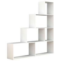 Regal Dubila L, Bela - bela, Basics, leseni material (155/163/29cm) - MID.YOU