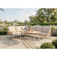 DINING-LOUNGESET LOUNGE-ECKGRUPPE TULUM - Sandfarben/Beige, MODERN, Kunststoff/Textil (126/126cm) - Gardenson