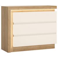 Comodă LYON HELL - culoare lemn stejar/alb lucios intens, Trend, material pe bază de lemn (107,5/89,1/42cm) - Modern Living