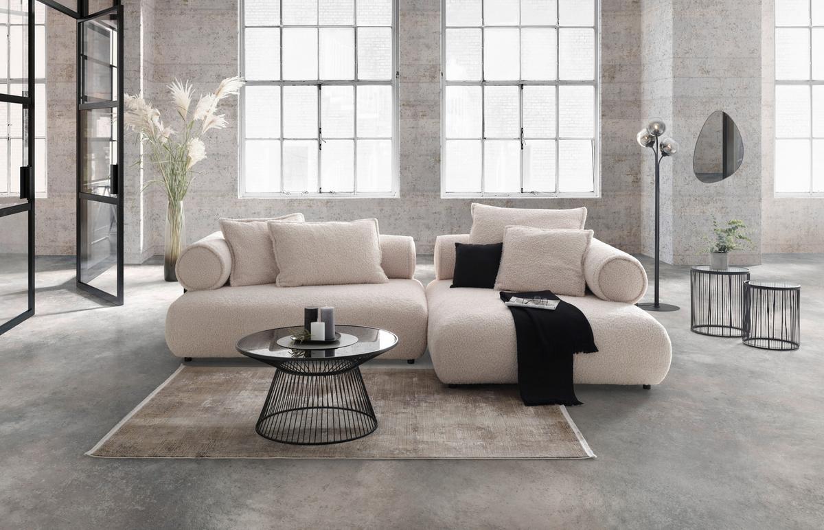 Wohnlandschaft Casimir in Weiss - Creme/Schwarz, LIFESTYLE, Kunststoff/Textil (310/180cm) - Premium Living