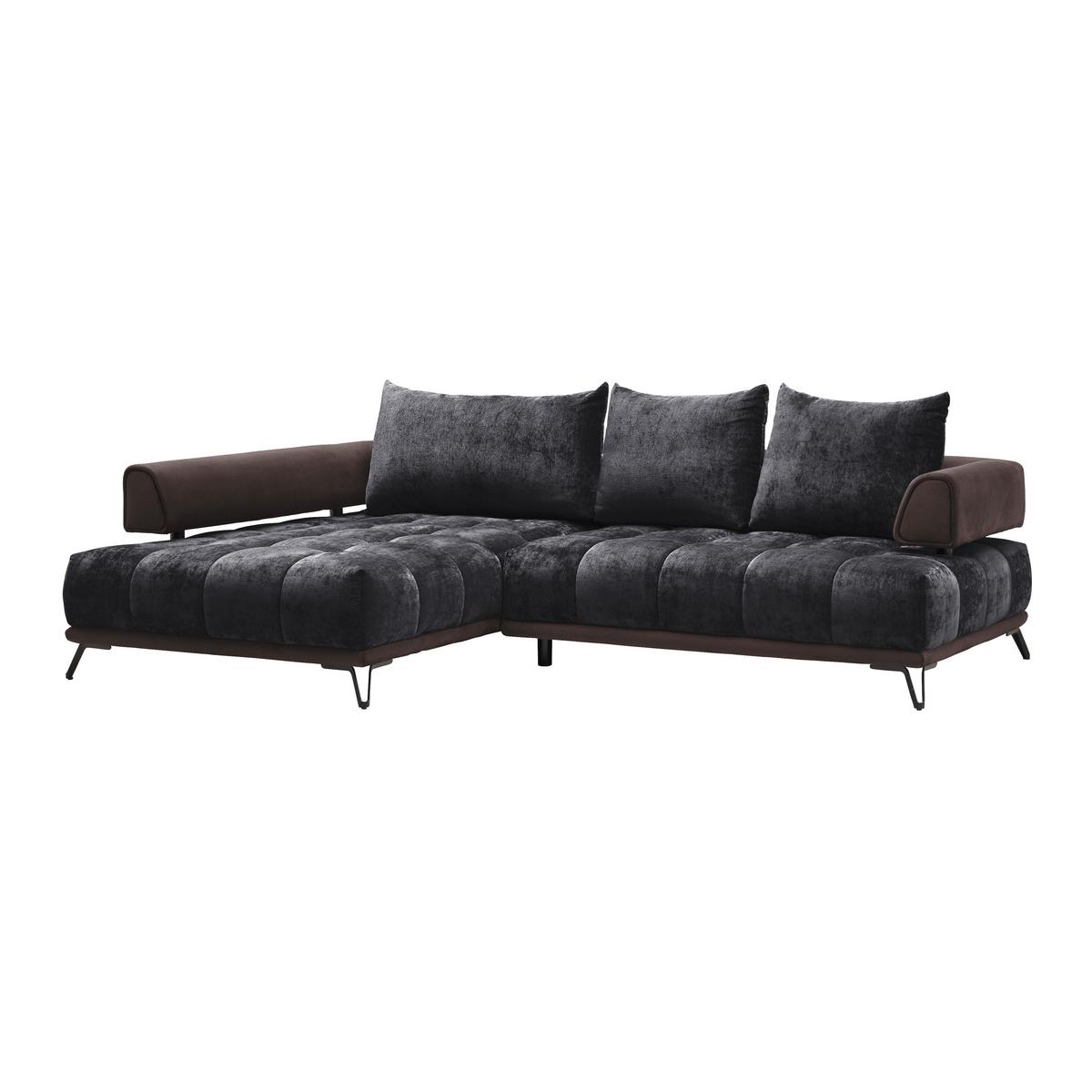 Ecksofa Morgan Anthrazit - Anthrazit/Schwarz, MODERN, Textil/Metall (184/262cm) - Mömax