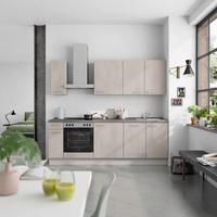 Küchenblock Riva Low m. Geräten Grau - Schieferfarben/Edelstahlfarben, MODERN, Holzwerkstoff/Metall (240cm) - Nobilia