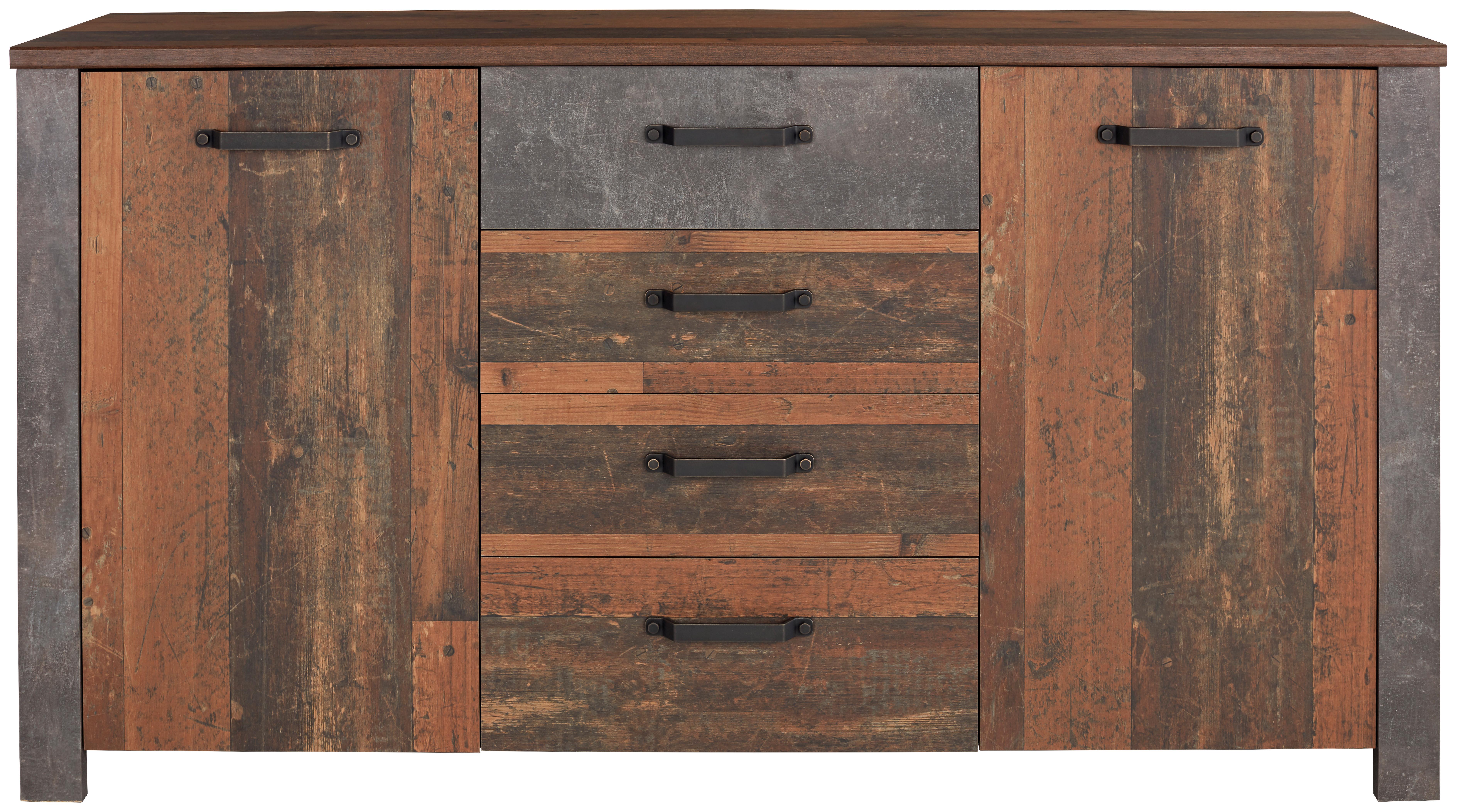 Komoda Ontario Ontk03 - boje hrasta/tamno siva, Moderno, drvni materijal/plastika (162/86/41,5cm) - Zandiara