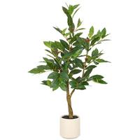 Kunstpflanze Coffea Baum Grün/Braun/Creme - Creme/Braun, Basics, Kunststoff (95cm)