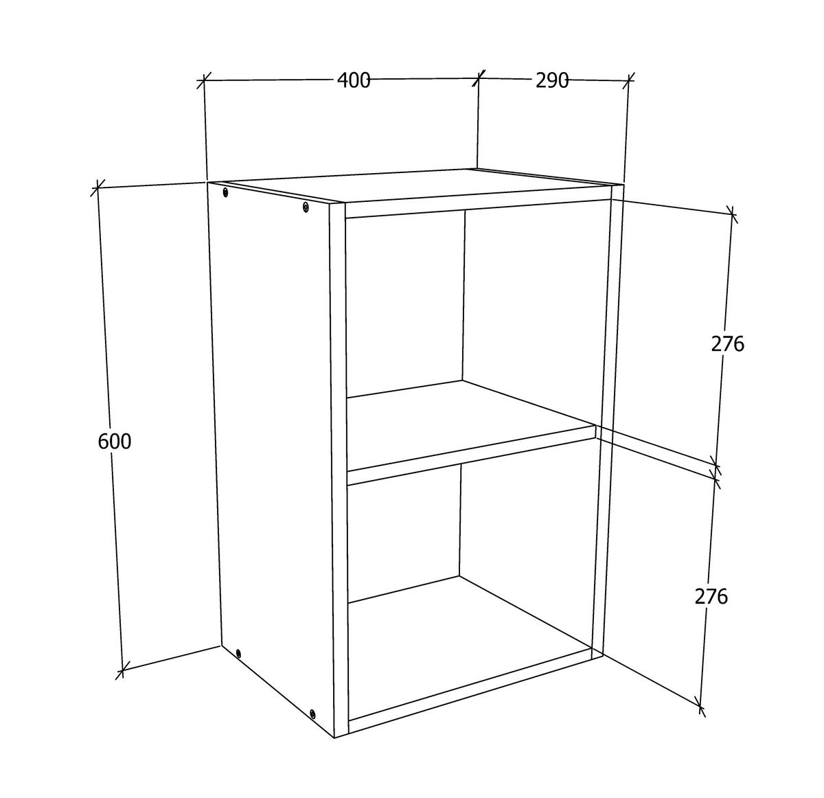 Kuhinjska Zgornja Omarica Esilo, Hrast, Bela - bela/barve aluminija, Konvencionalno, kovina/leseni material (40/60/31cm) - MID.YOU