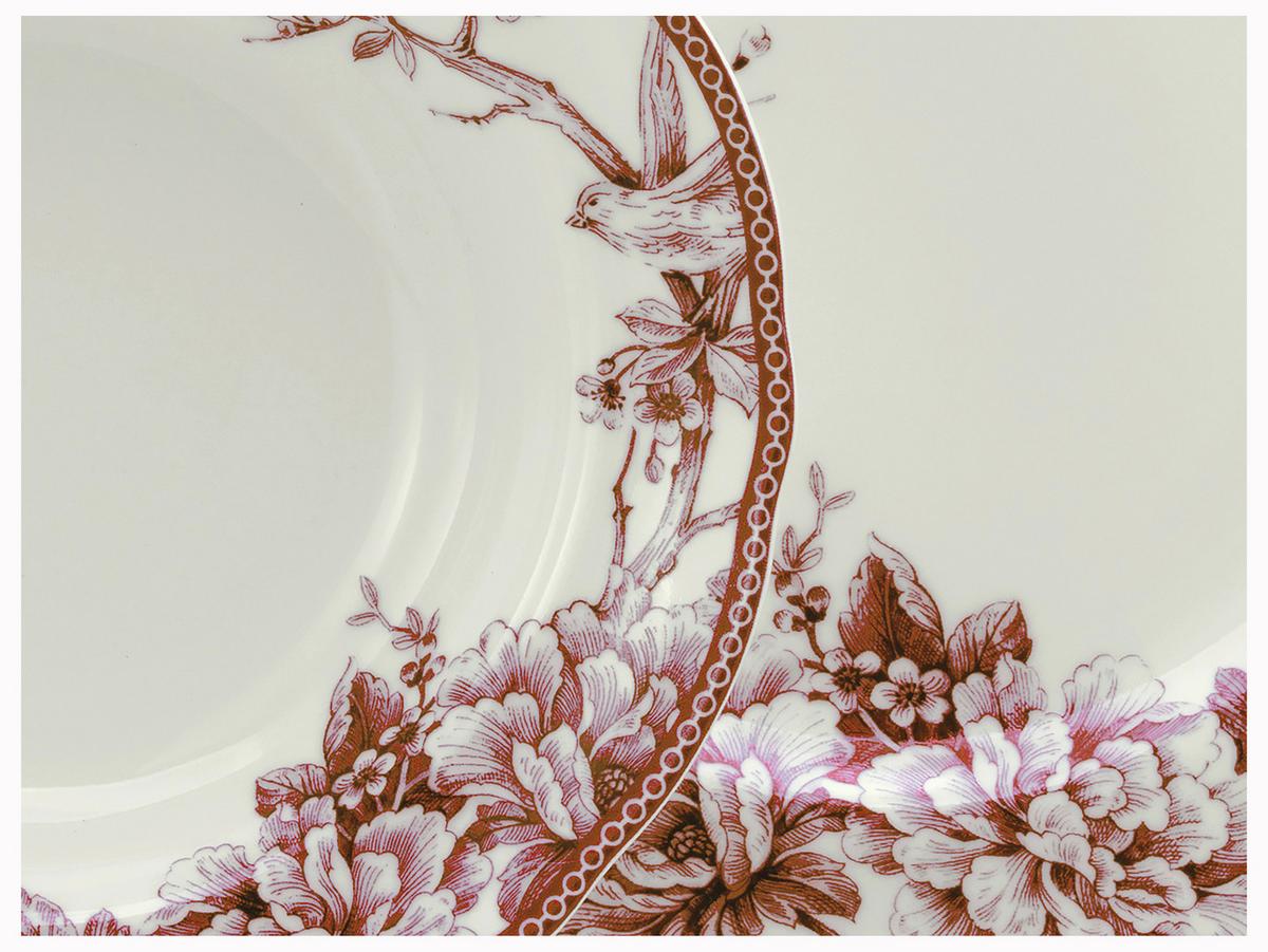 Serviciu de cafea Adelaide 12/1 - alb/bordo, Basics, ceramică - Creatable