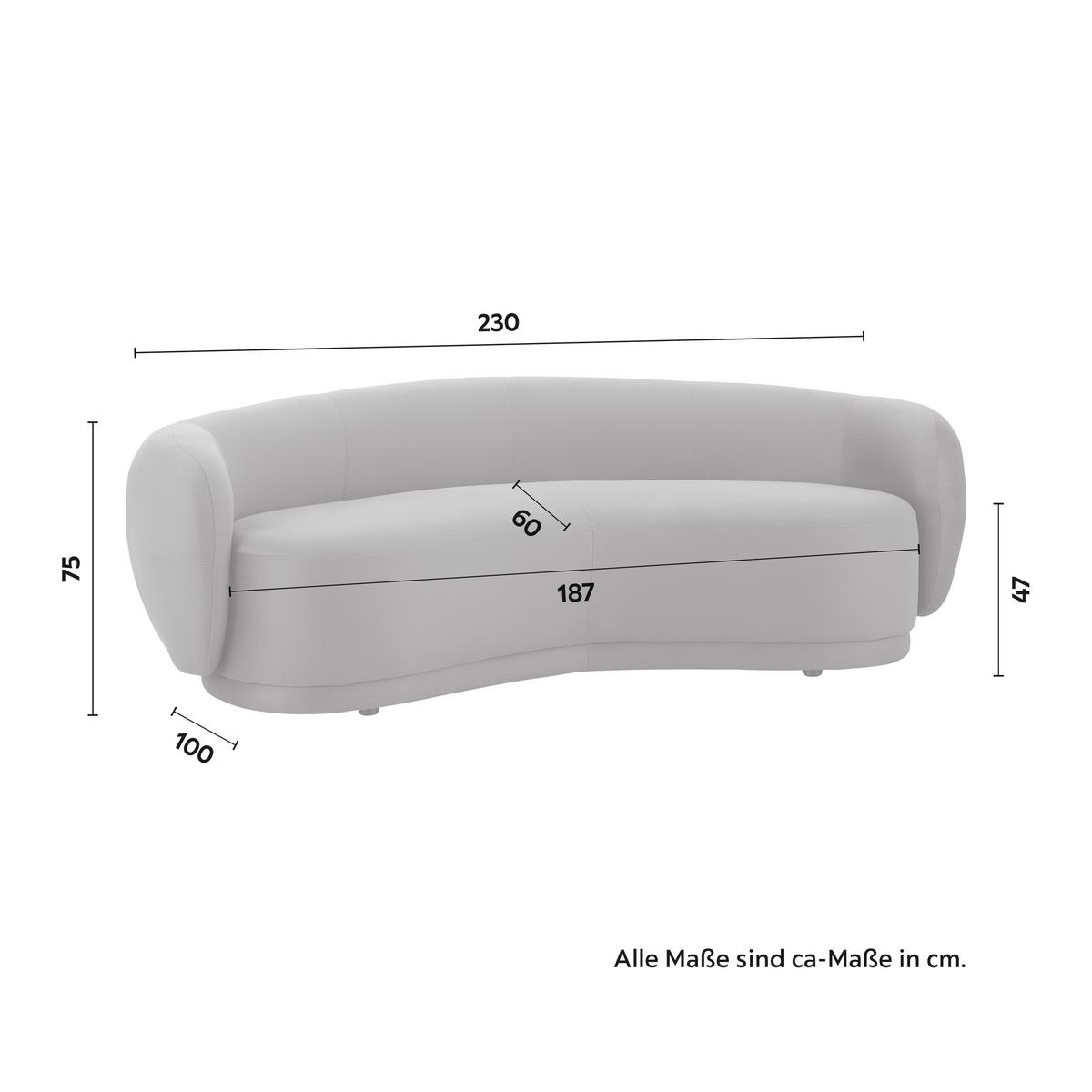 Bigsofa Damaris Grau Samt - Dunkelgrau/Schwarz, MODERN, Holz/Kunststoff (230/75/100cm) - Bessagi Home