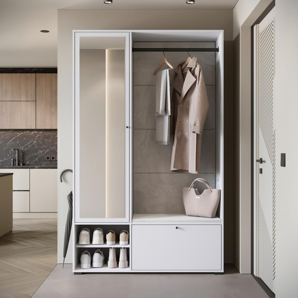 Garderobe Dino 013 4-tlg. Weiß - Weiß, Basics, Holzwerkstoff (117,3/190/33cm) - P & B