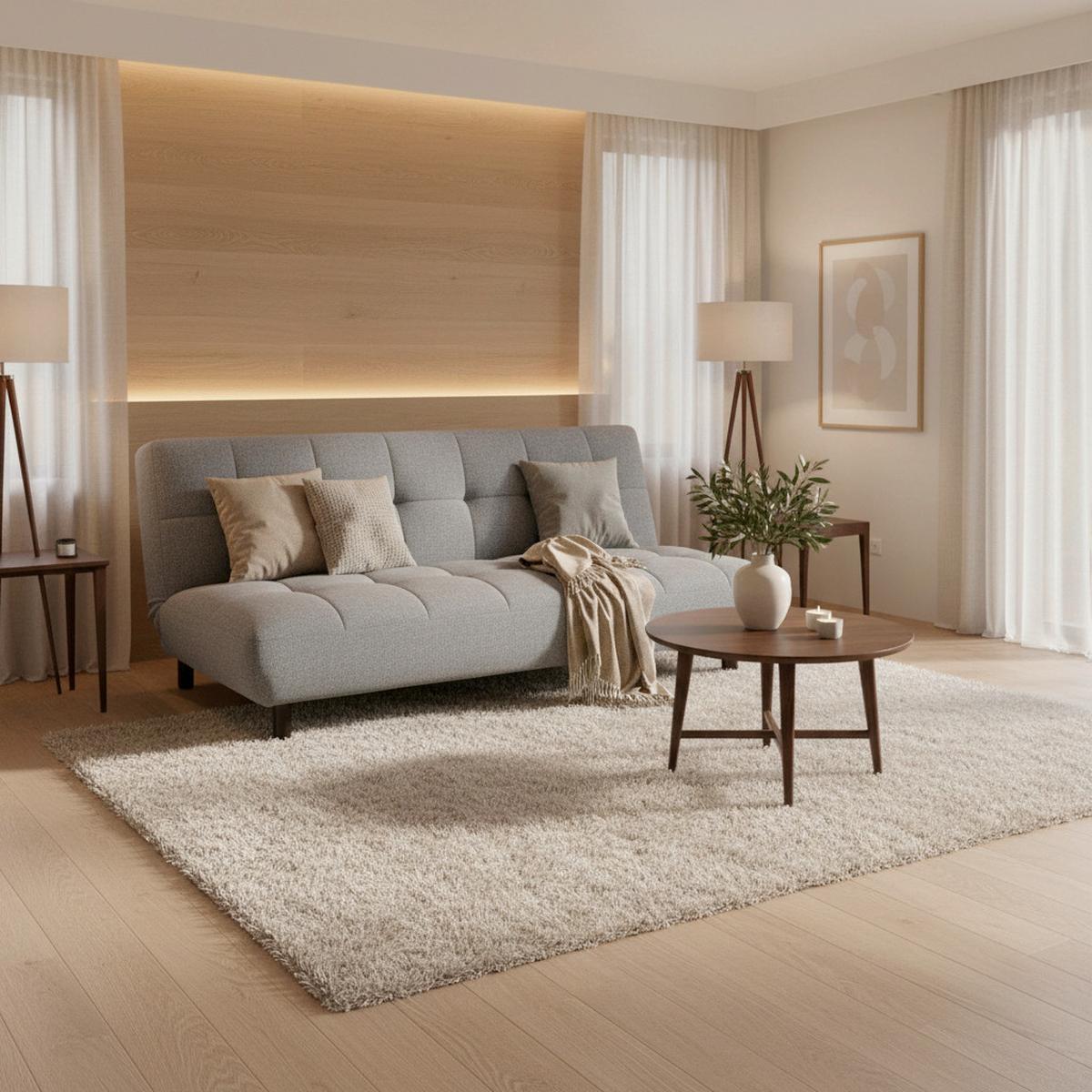 Schlafsofa Camilla Hellgrau Webstoff - Dunkelbraun/Hellgrau, MODERN, Holz/Textil (186/90/106cm) - Bessagi Home