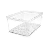 POJEMNIK DO LODÓWKI 1053801100 - przejrzysty/biały, Basics, tworzywo sztuczne (28,2/18,4/11,3cm) - Rotho
