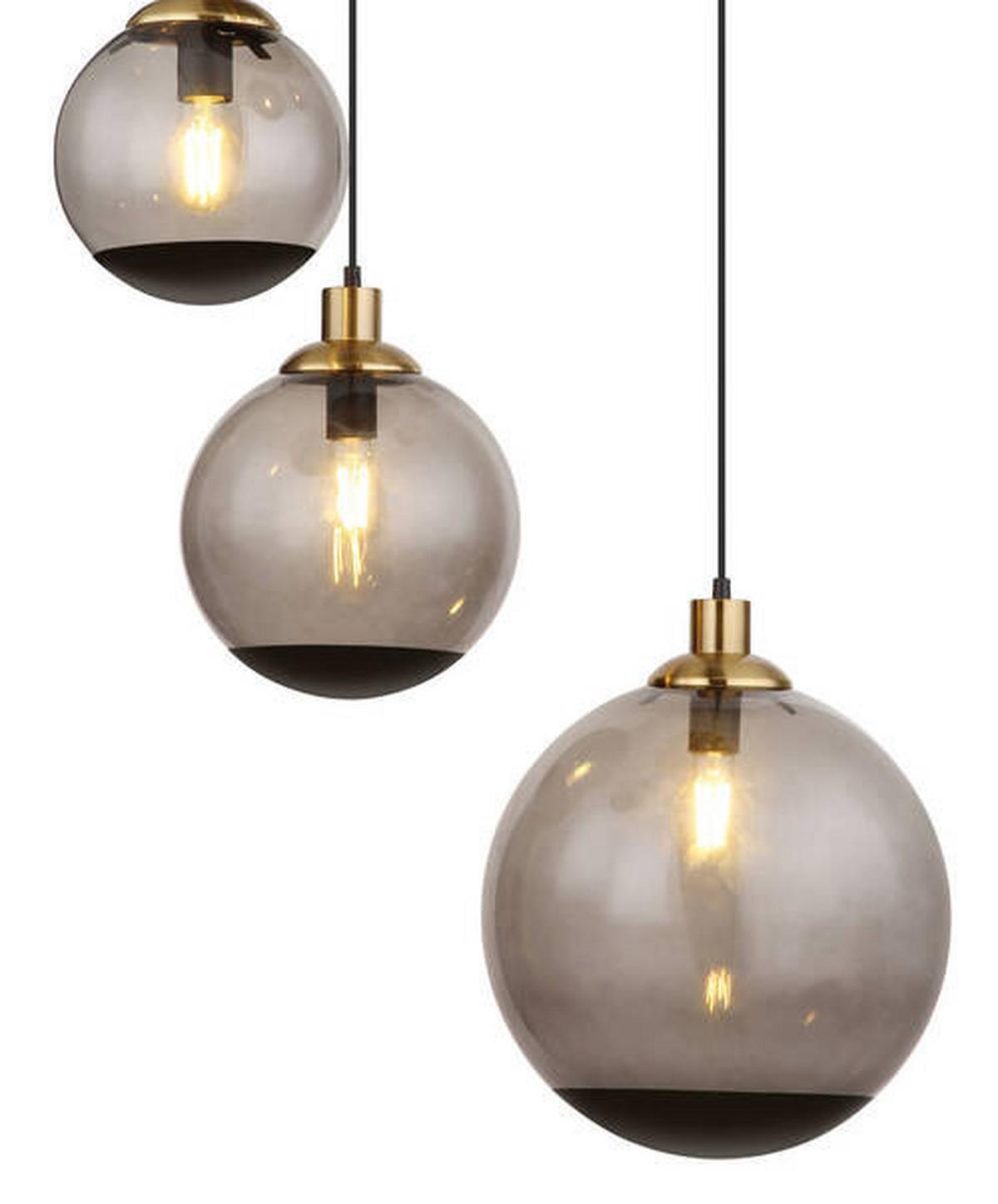 Hängeleuchte Potter Schwarz max. 40 Watt - Messingfarben/Schwarz, Design, Glas/Kunststoff (65/150cm) - Globo