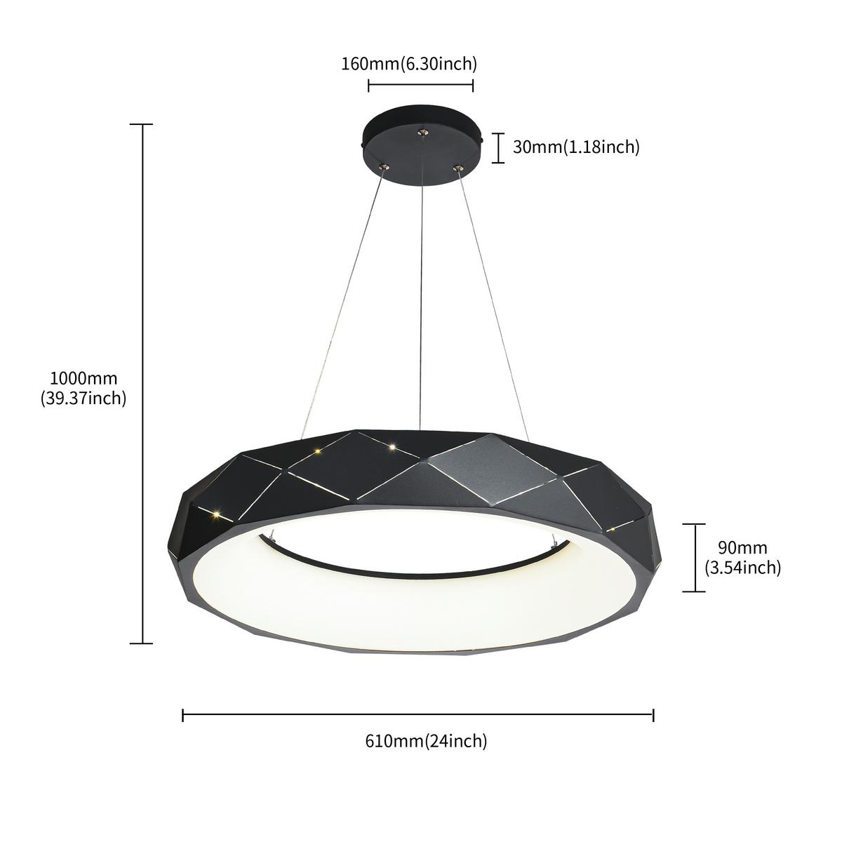 Hängeleuchte Lp-8069/1p Led Bk_reus - Schwarz, Design, Metall (60/100cm)