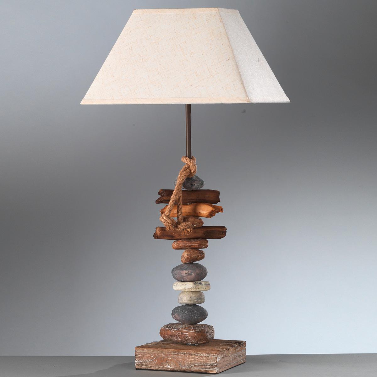 Tischlechte Seregon Weiß max. 22 Watt - Schwarz, Natur, Textil/Stein (30/25/63cm)