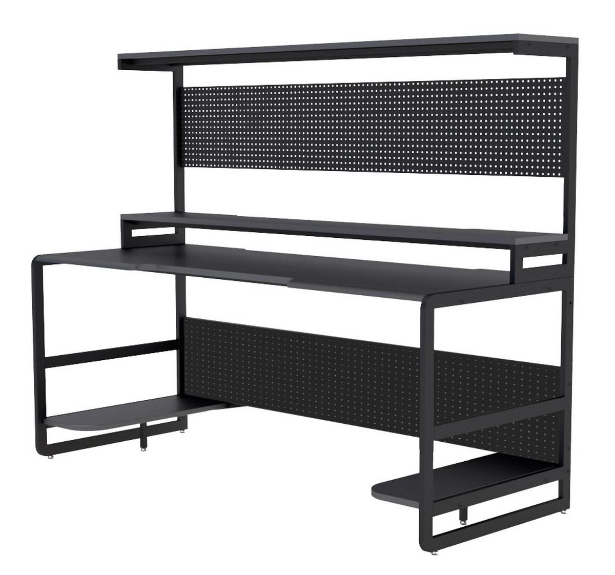 Schreibtisch Metall Schwarz - Schwarz, Design, Holzwerkstoff/Metall (180/70/148cm) - Livetastic