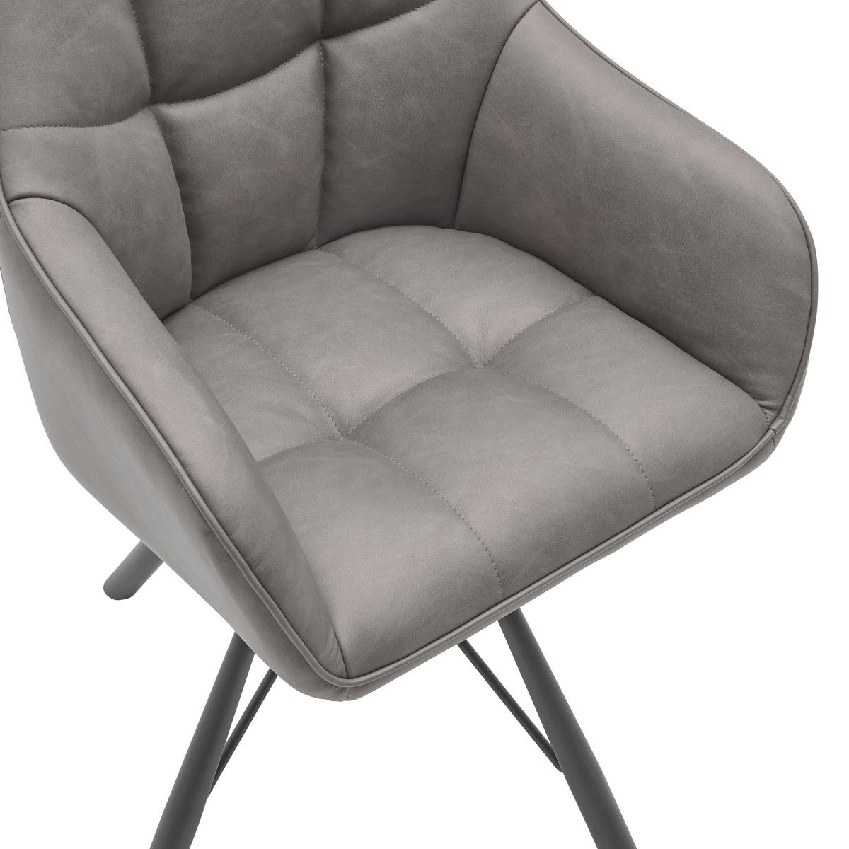 KRZESŁO Z PODŁOKIETNIKAMI ELLA - czarny/szary, Lifestyle, metal/tkanina (58.5/82.5/54.5cm) - MID.YOU