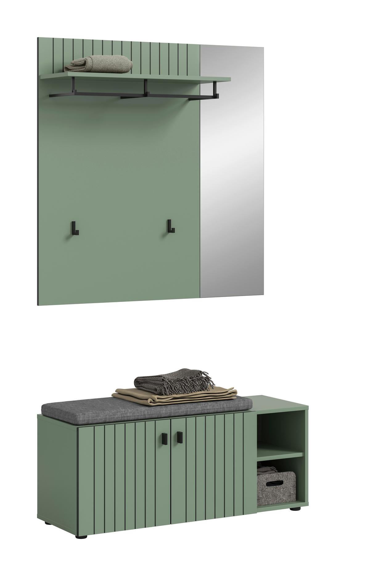 Predsoba Station, Sivozelena, 2-Delna - sivozelena, Design, leseni material (106/192/37cm) - MID.YOU