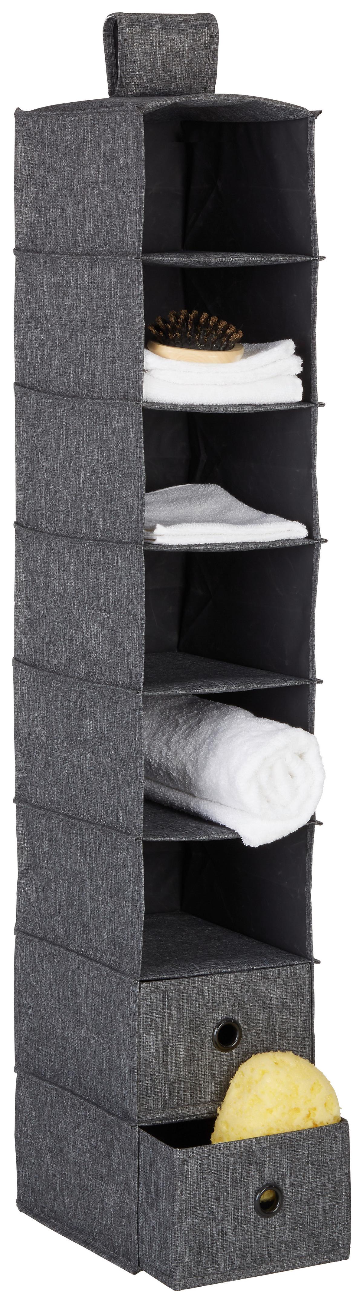 Viseči Organizator Nahla -Sb-, Siva, 8 Predelkov - siva, Konvencionalno, tekstil/leseni material (24/23/100/12/19/18cm) - Mömax